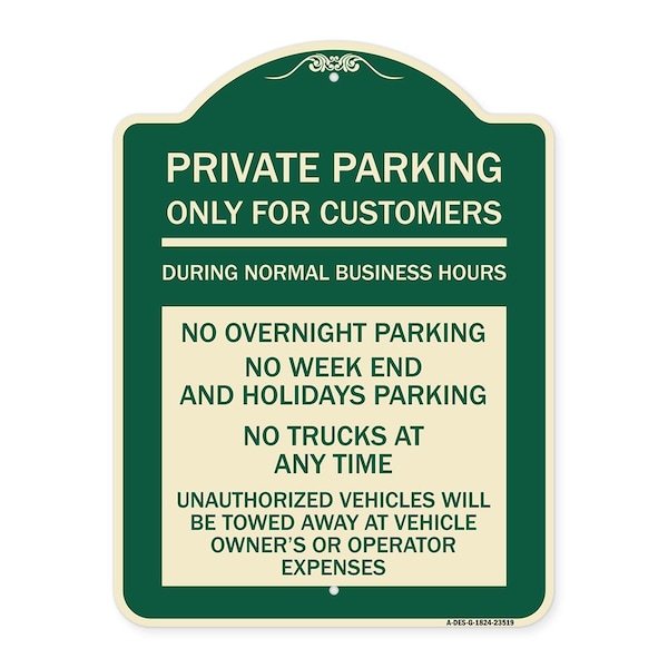 Signmission Only for Customers During Normal Business Hours No Overnight Parking No Trucks at Any, G-1824-23519 A-DES-G-1824-23519 - main